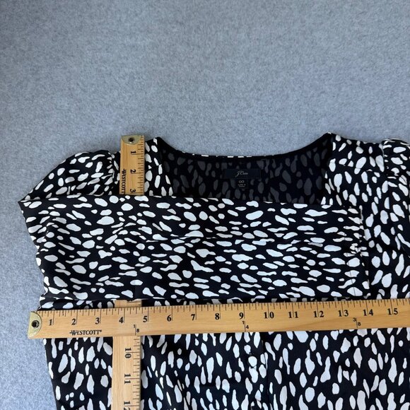 J.Crew Black White Ocelot Animal Print‎ Printed V-Neck 3/4 Sleeve Blouse Size 00 - Picture 10 of 13